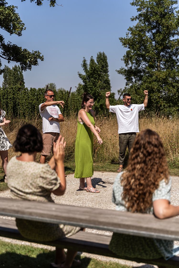 Extremis team celebrating their petanque win